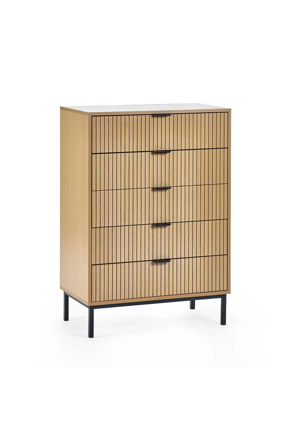 Julian Bowen Sia Fluted 5 Drawer Chest in Light Oak 2