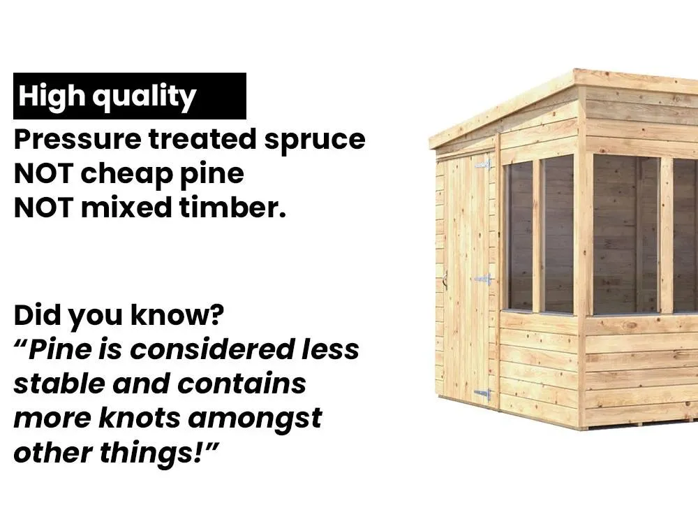 Dunster House Wooden Potting Shed Pent Roof W8' x D10' (W2.4m x D3.0m) Overlord Modular in Brown 5