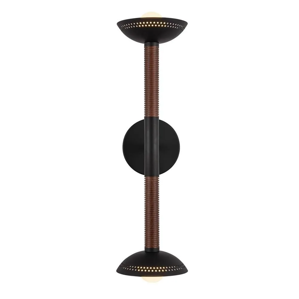 Netlighting Arden Up Down Wall Light Matte Black Walnut Wood Veneer 3000K 6