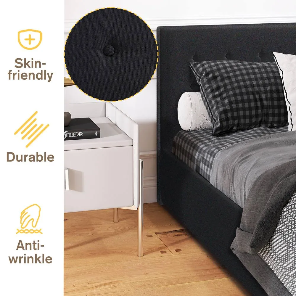 Comfy Living Ltd Fabric Ottoman Storage Gaslift Bedframe in Black 5