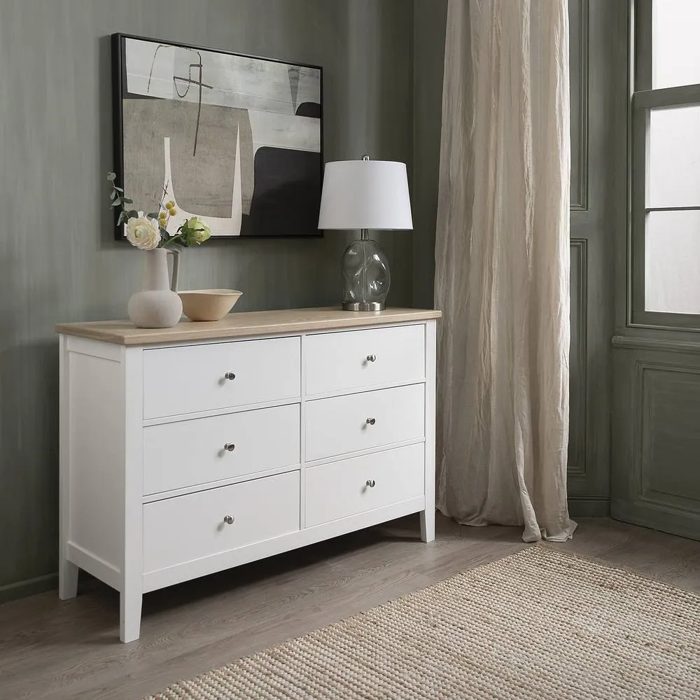 Nöa and Nani Leines 6 Drawer Chest of Drawers in White & Oak