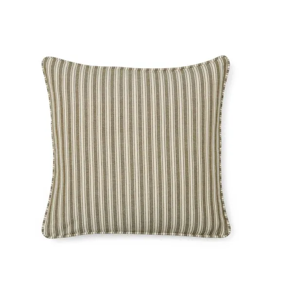 Ticking Stripe Piped Cotton Square Cushion Cover 3
