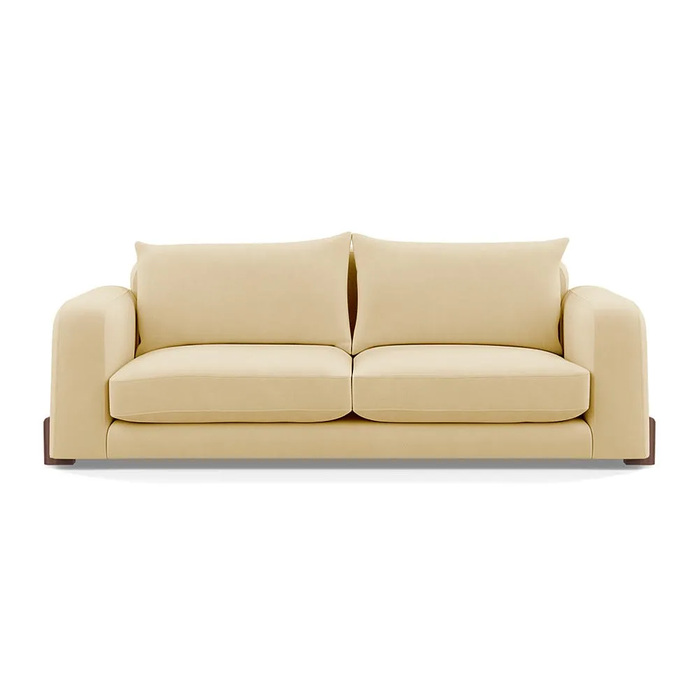 Heal's Nuvola 4 Seater Sofa Smart Luxe Velvet Biscuit Walnut Stained Feet 1