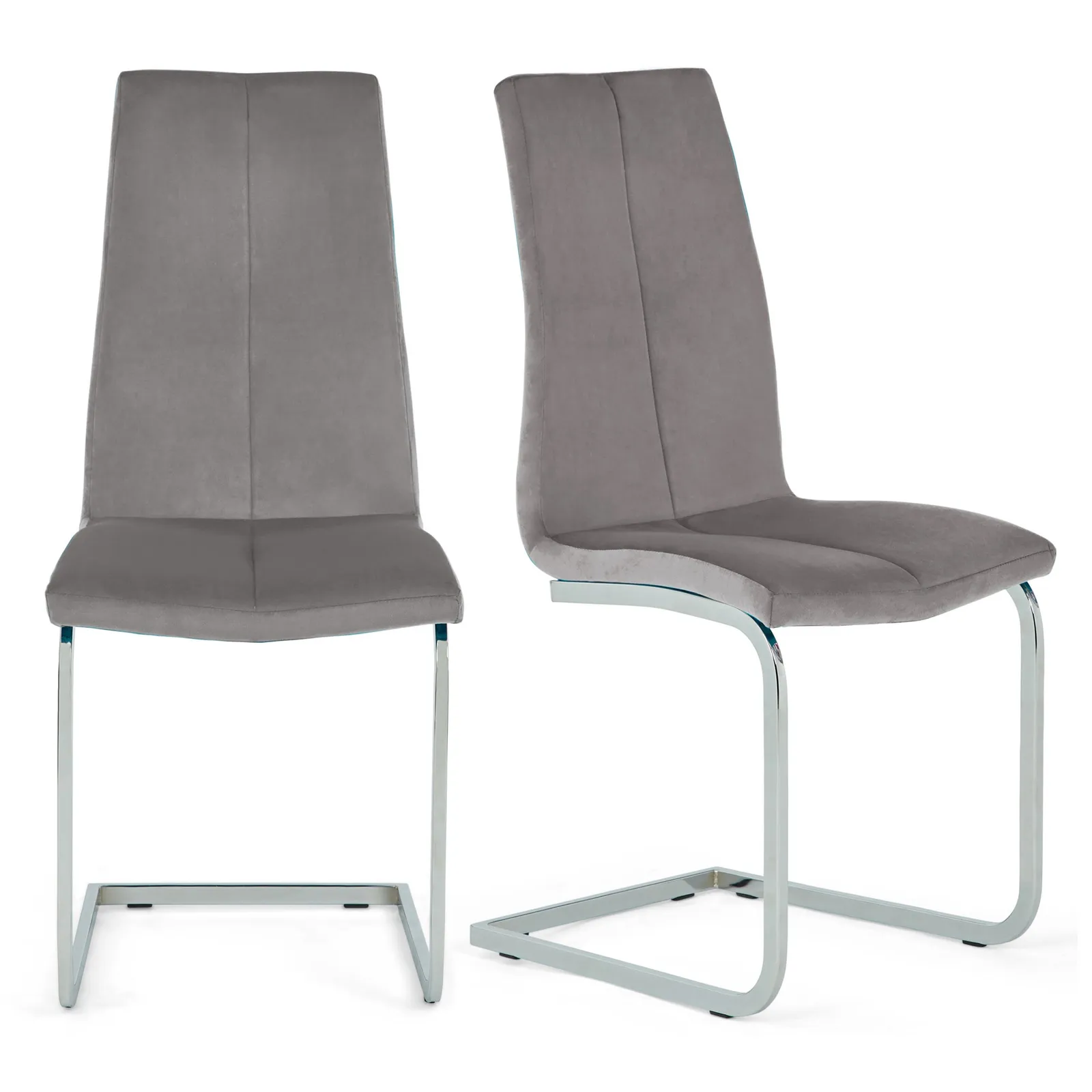 Jamison Set of 2 Dining Chairs Light Grey Velvet Grey