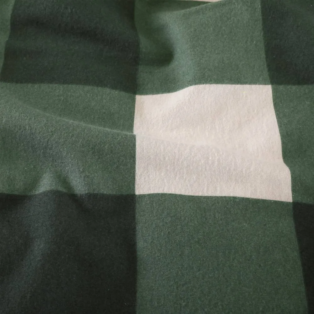 Portfolio Home Glenmore Check Brushed Cotton Reversible Duvet Cover Set Bedding in Green 4