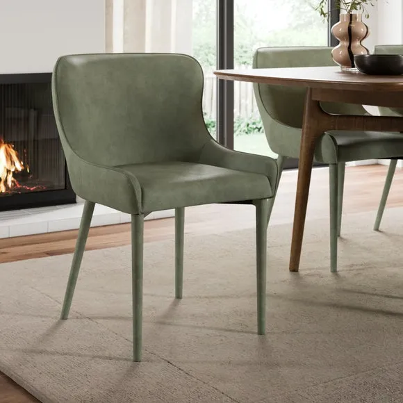 Montreal Set of 2 Fully Upholstered Dining Chairs, Faux Leather