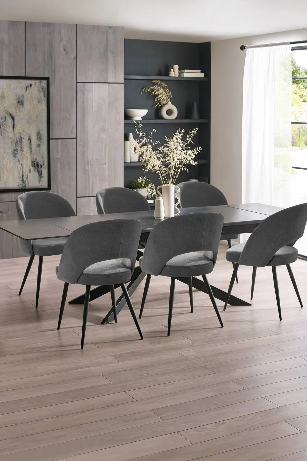Julian Bowen Osaka Rectangular Extending 6-8 Seater Dining Table in Grey 2