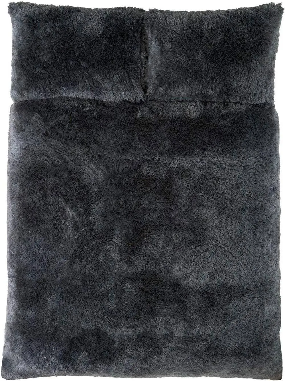 Smart Living Luxury Long Pile Faux Fur Duvet Cover with Pillowcases in Charcoal 3