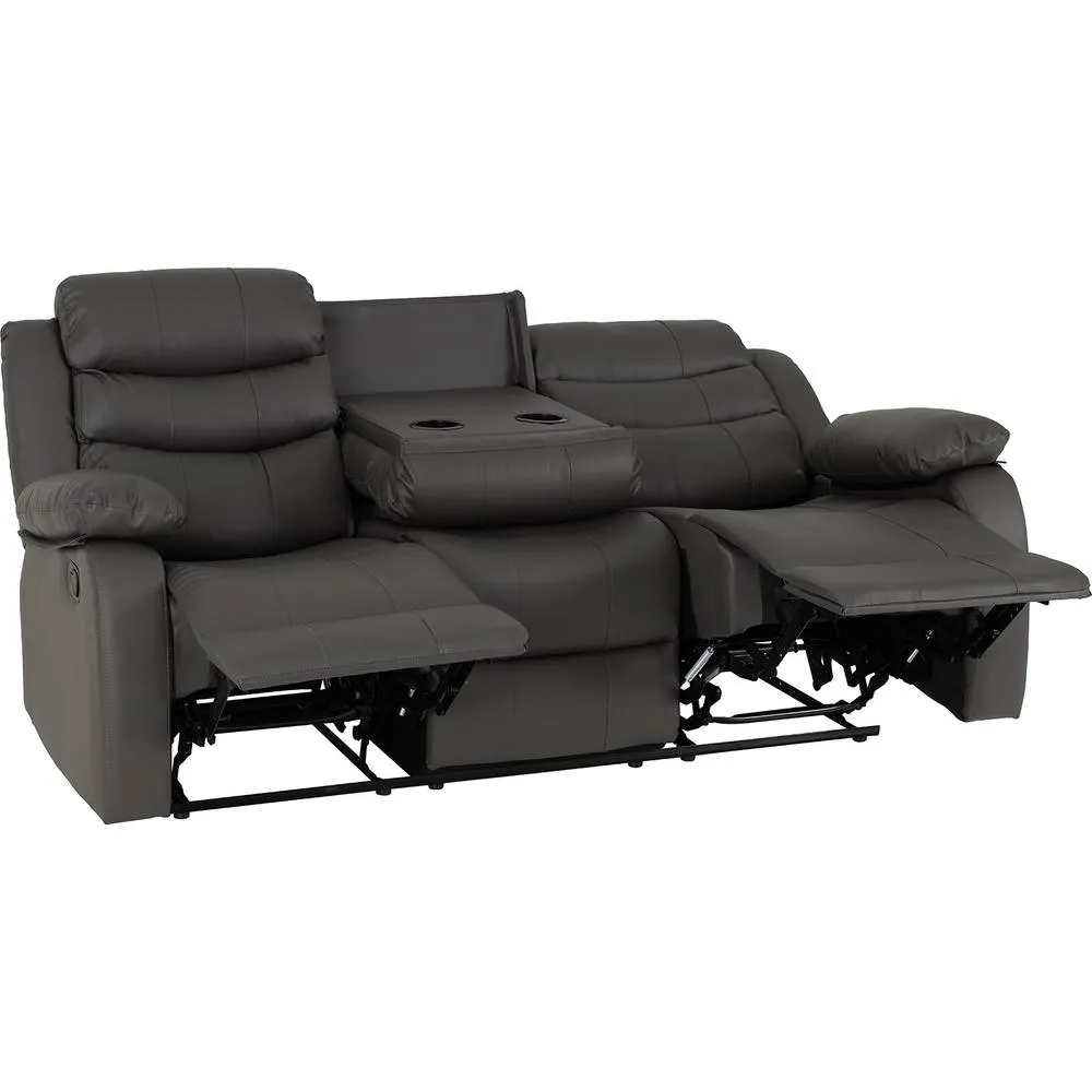 Seconique Roma 3 Seater Recliner Sofa - Grey Faux Leather 5