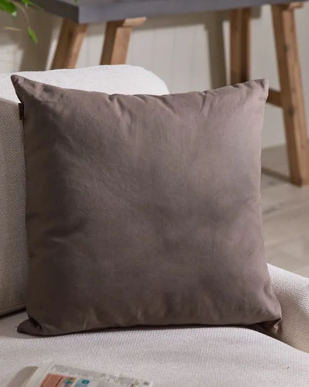 Dibor Plain Brown Cotton Indoor Outdoor Garden Furniture Chair Sofa Bench Cushion L50cm x W50cm