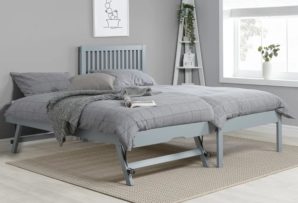 Buxton - Single - Guest Bed - Grey - Wood - 3ft - Happy Beds 1