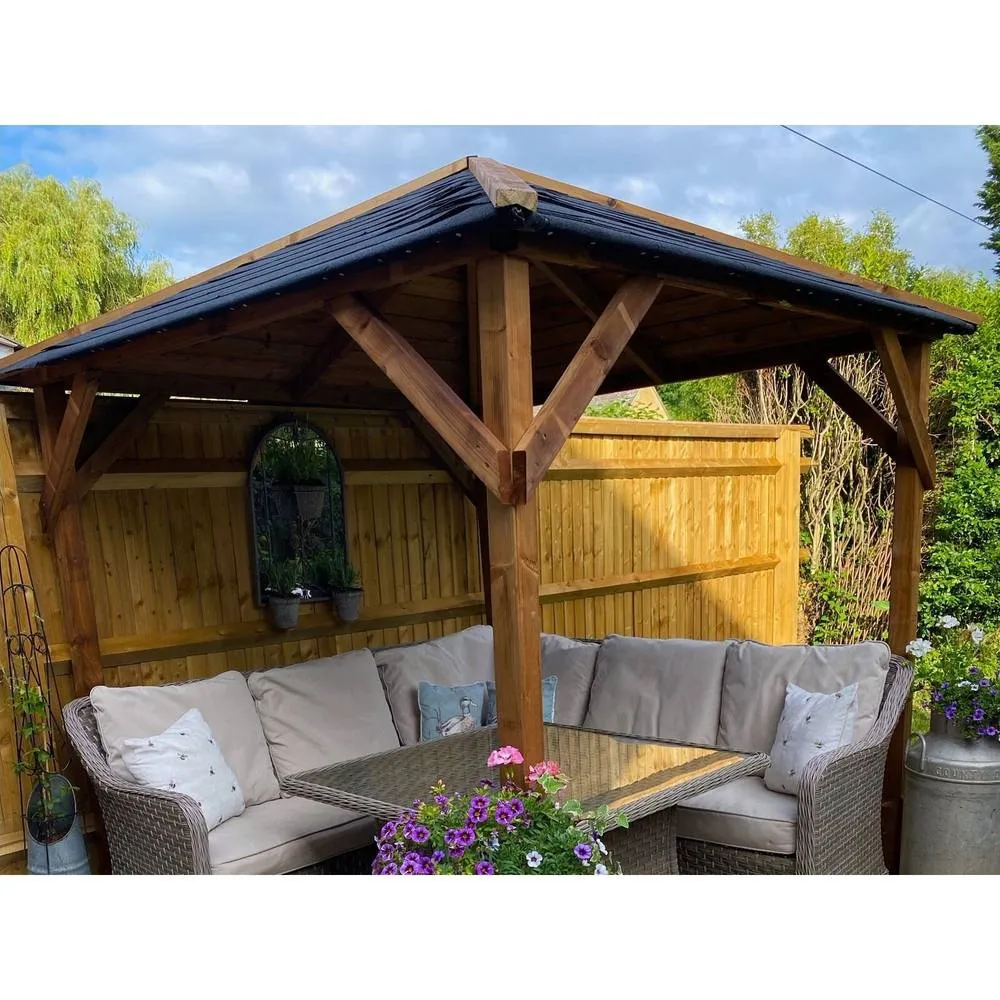 Dunster House Wooden Gazebo 2x2m Heavy Duty Pressure Treated Superfelt Utopia 200 in Brown 6