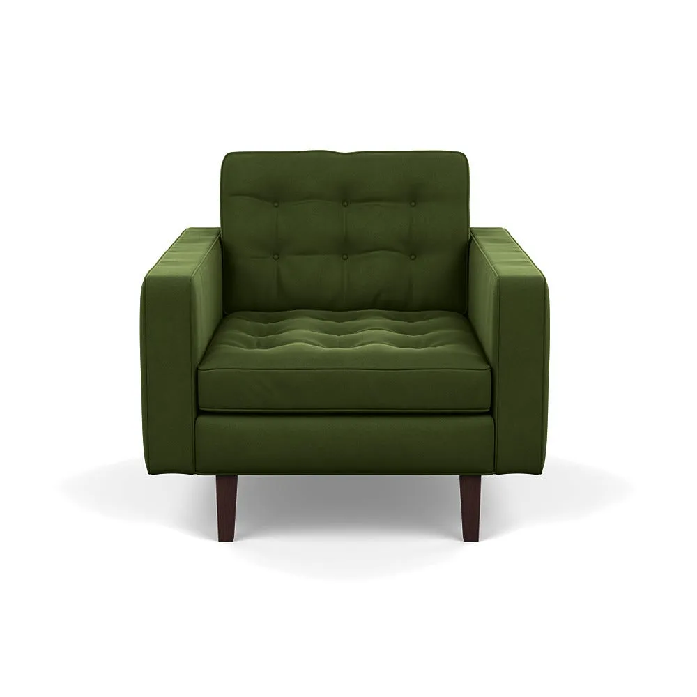 Heal's Hepburn Armchair Nobilis Velvet Leaf Black Feet
