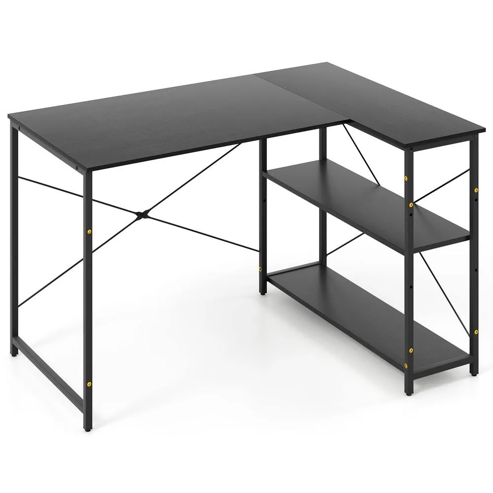 Costway Corner Computer Desk Reversible L-shaped Gaming Table in Black