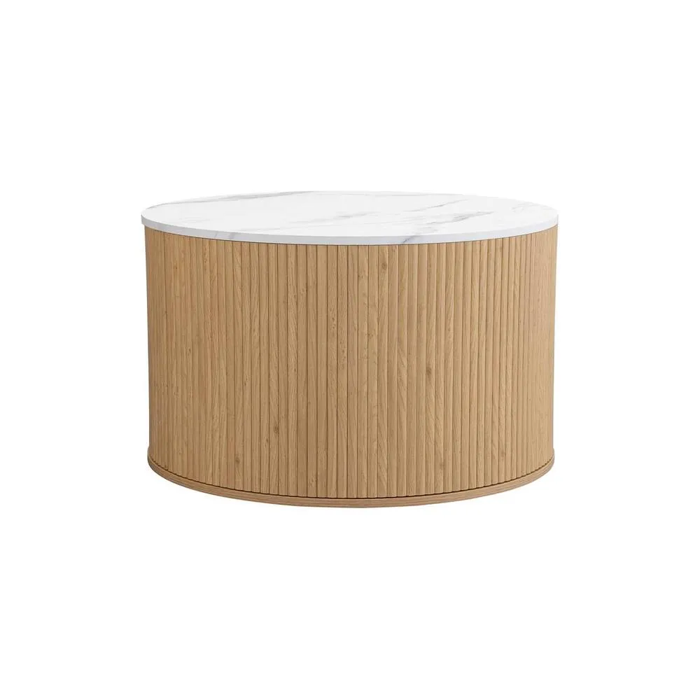 Birlea Kagu Coffee Table Fluted Ribbed Oak & Marble effect in Light Oak 6