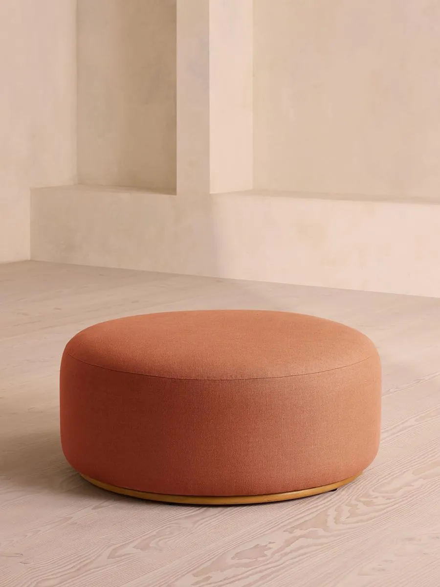Aline Ottoman, Linen, Antique Rose