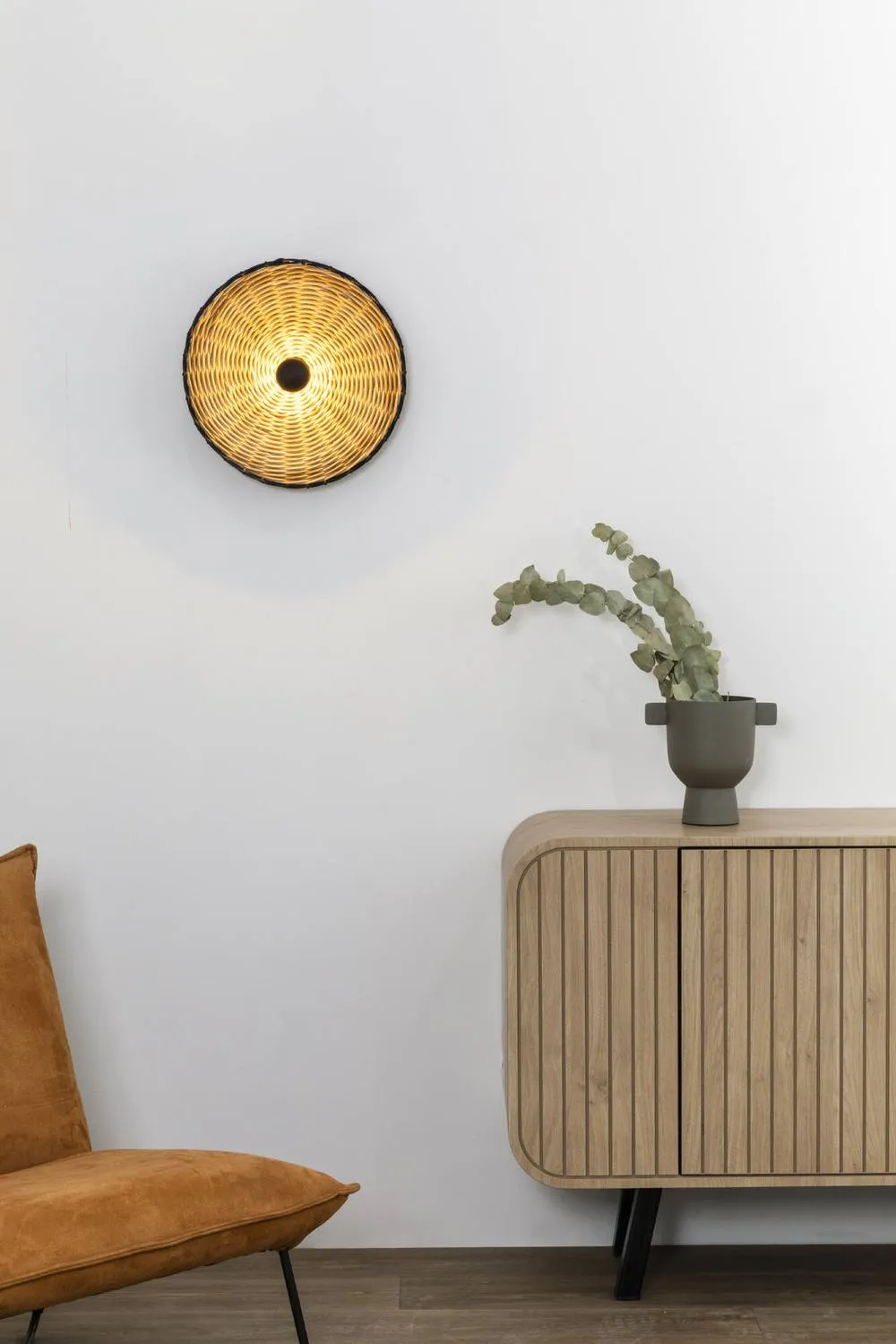 Netlighting Costas 400 H70 Black Rattan Wall Ceiling Lamp 2