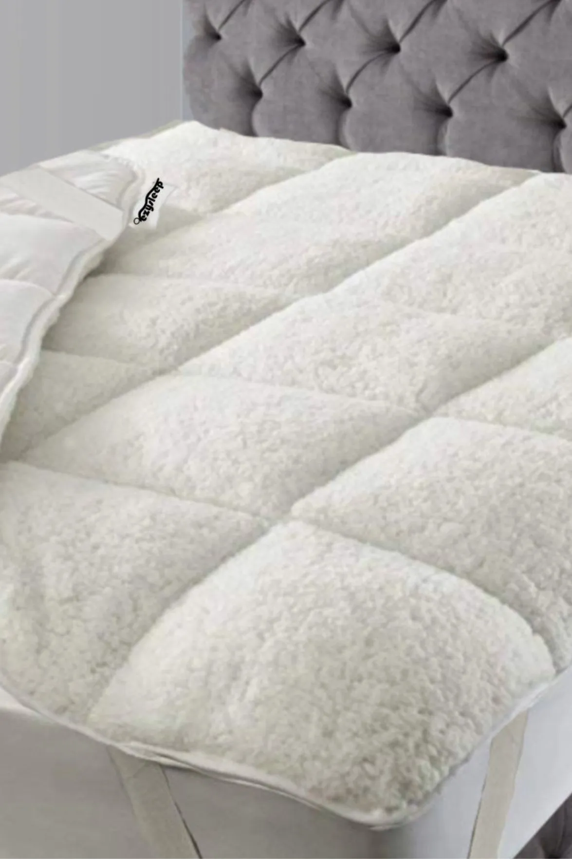 Ezysleep Sherpa Fleece Reversible Mattress Enhancer Topper in White