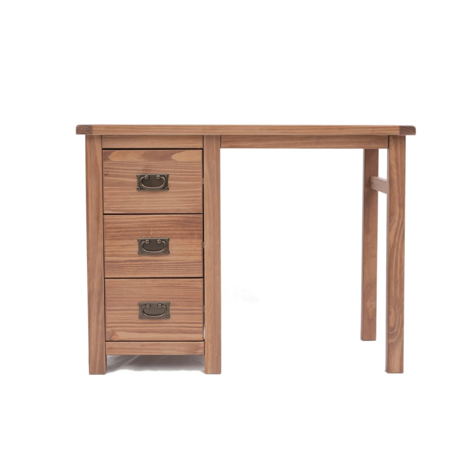 Cabinet Bits Padua 3 Drawer Desk - Dressing Table Brass Drop Handle in Brown