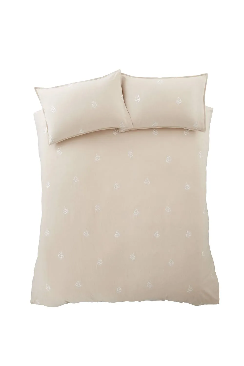 Bianca 'Brushed Embroidery Leaf' Cotton Duvet Cover Set in Natural 6