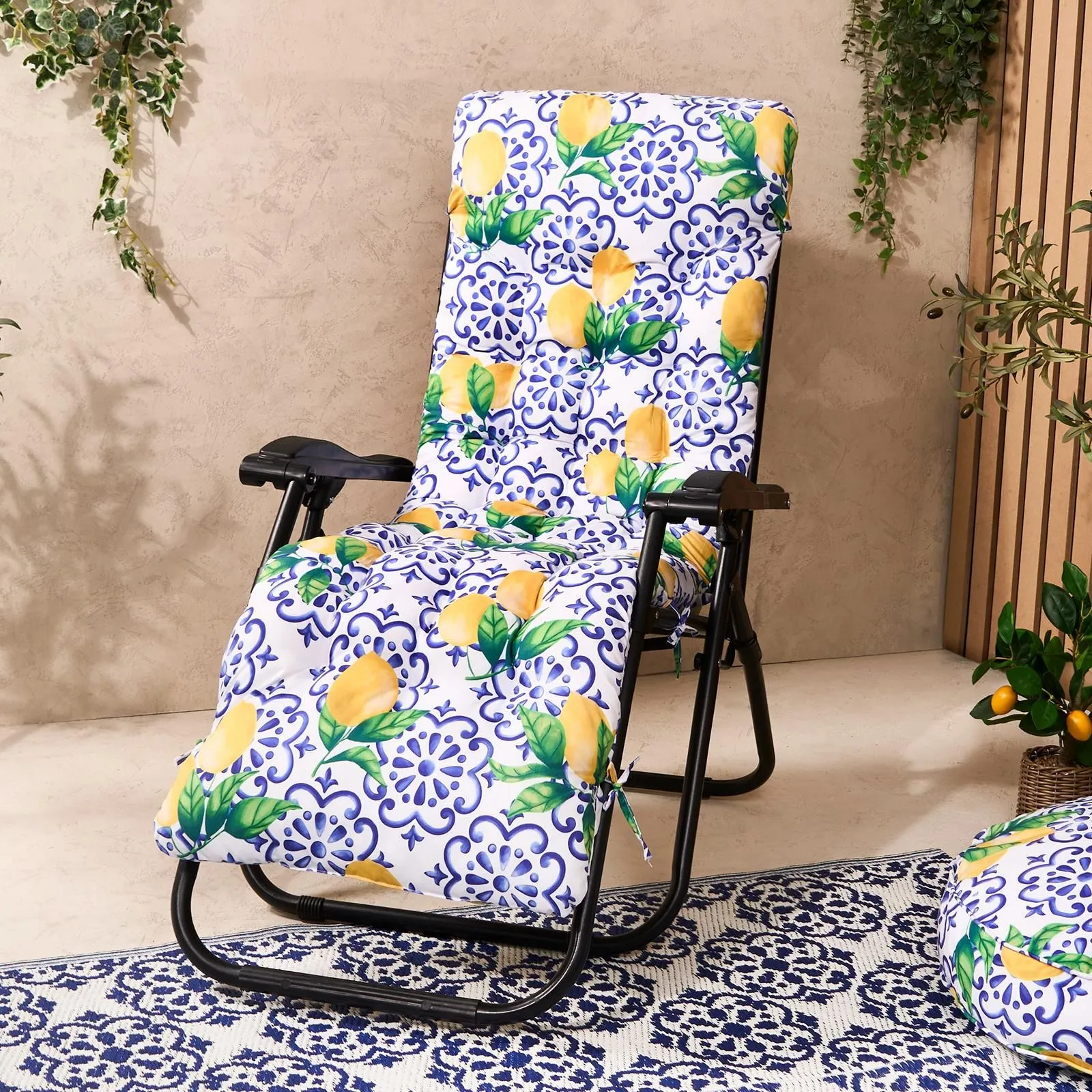 OHS Gravity Chair Seat Cushion Filled Outdoor Garden Water Resistant in Bright Yellow