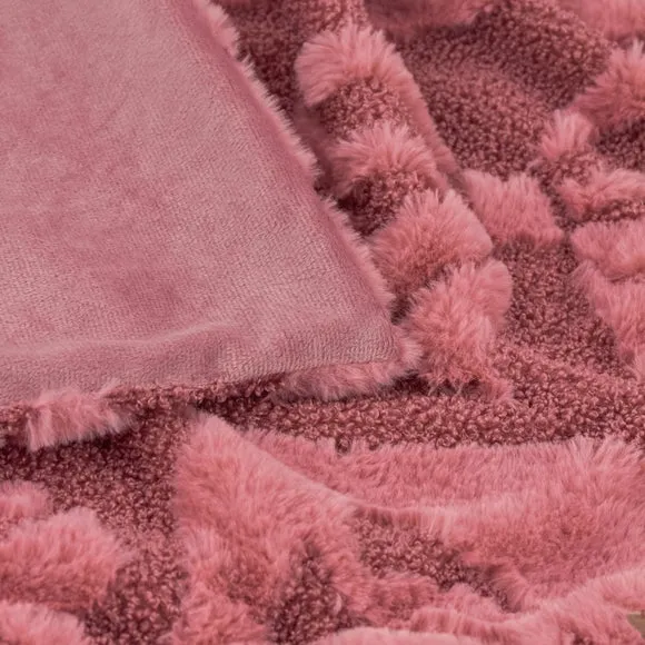 Furn Fur Boucle Big Bows Throw Pink 140 X 180Cm, Pink 2