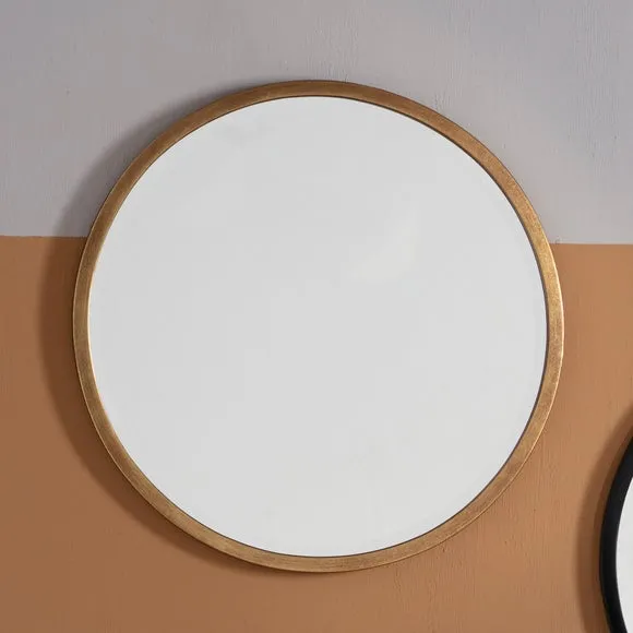 Return - Henty Round Wall Mirror, Gold 60cm