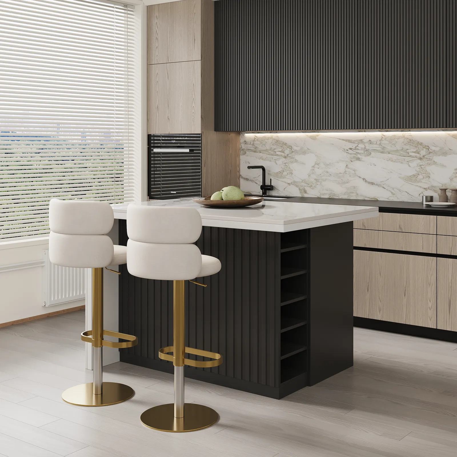 1830 mm Sintered Stone Top Kitchen Island with Storage Black