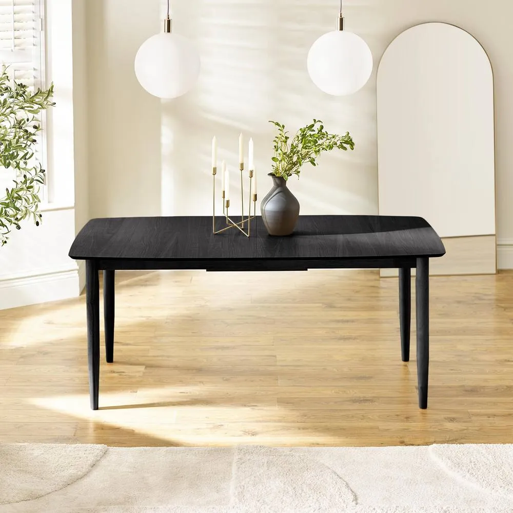 FurnitureboxUK Leif Black Wooden Rectangular Extending Table & 4 Black Dining Chairs 2