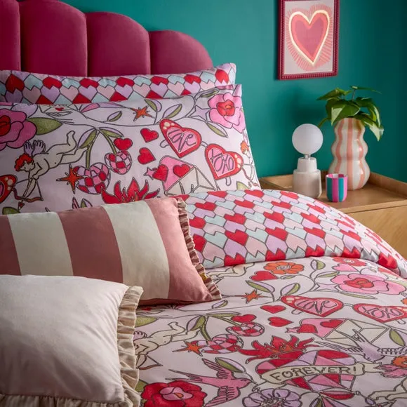 Glass Heart Polycotton Duvet Cover & Pillowcase Set 4