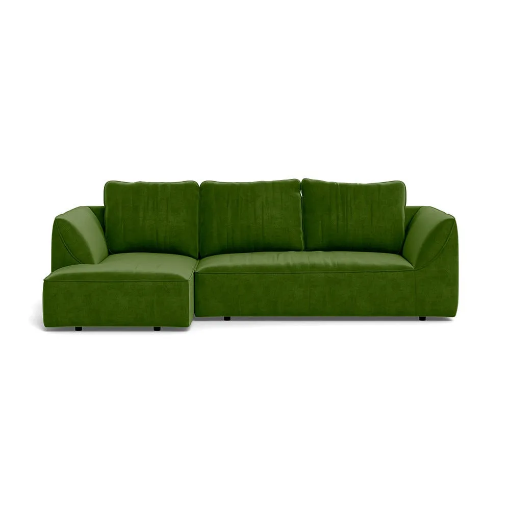 Heal's Morven Left Hand Facing Corner Chaise Sofa Smart Luxe Velvet Grass 1