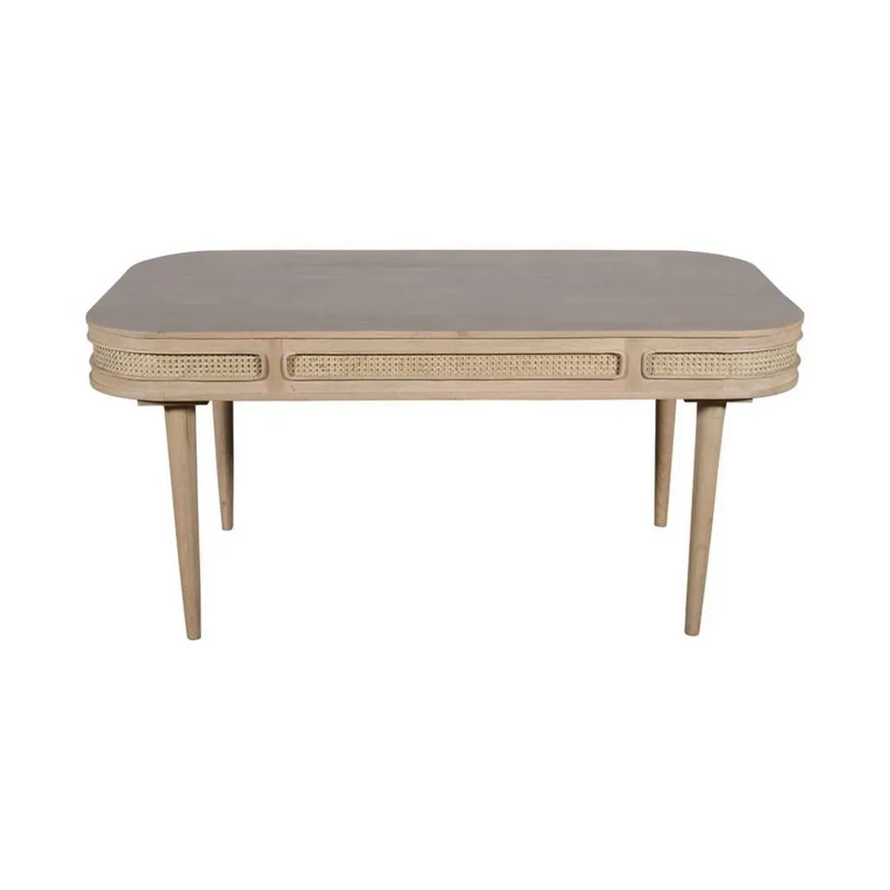 Indian Hub Valencia 6 Seater Dining Table - Mango Wood - L90 x W165 x H78 cm in Light Brown