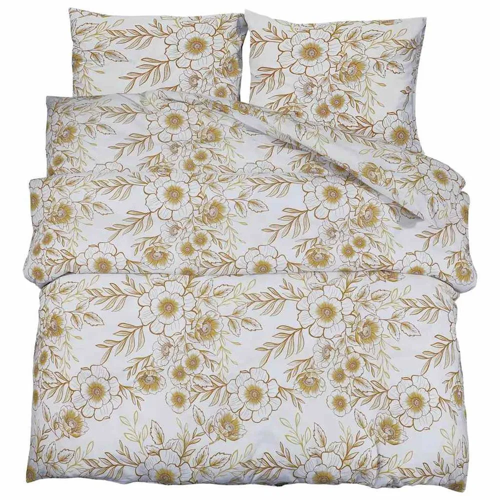 Berkfield Home Duvet Cover Set White & Brown 140x200 cm Cotton