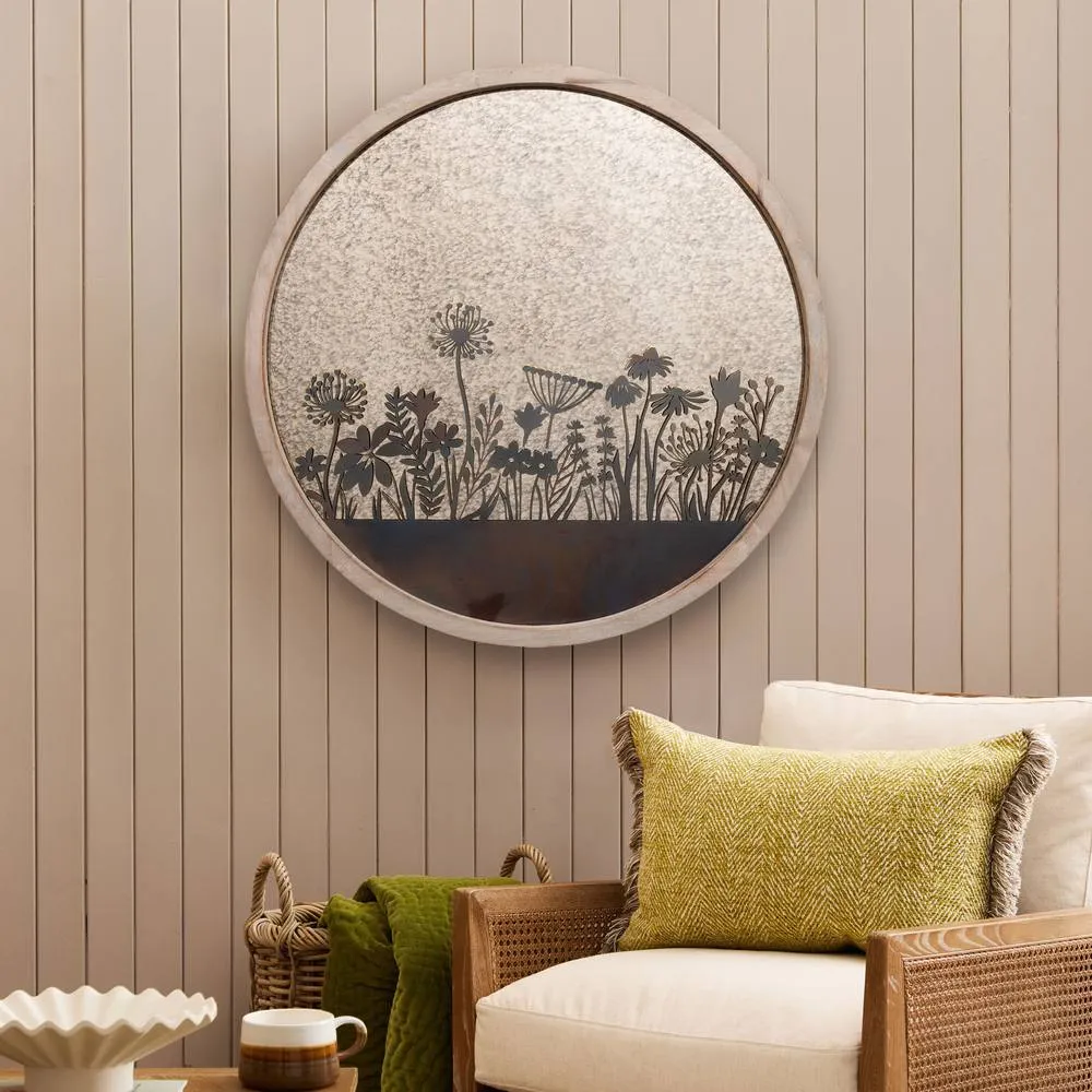 Voyage Maison Fleur Et Faune Circle Antique Mirror in Beige 6