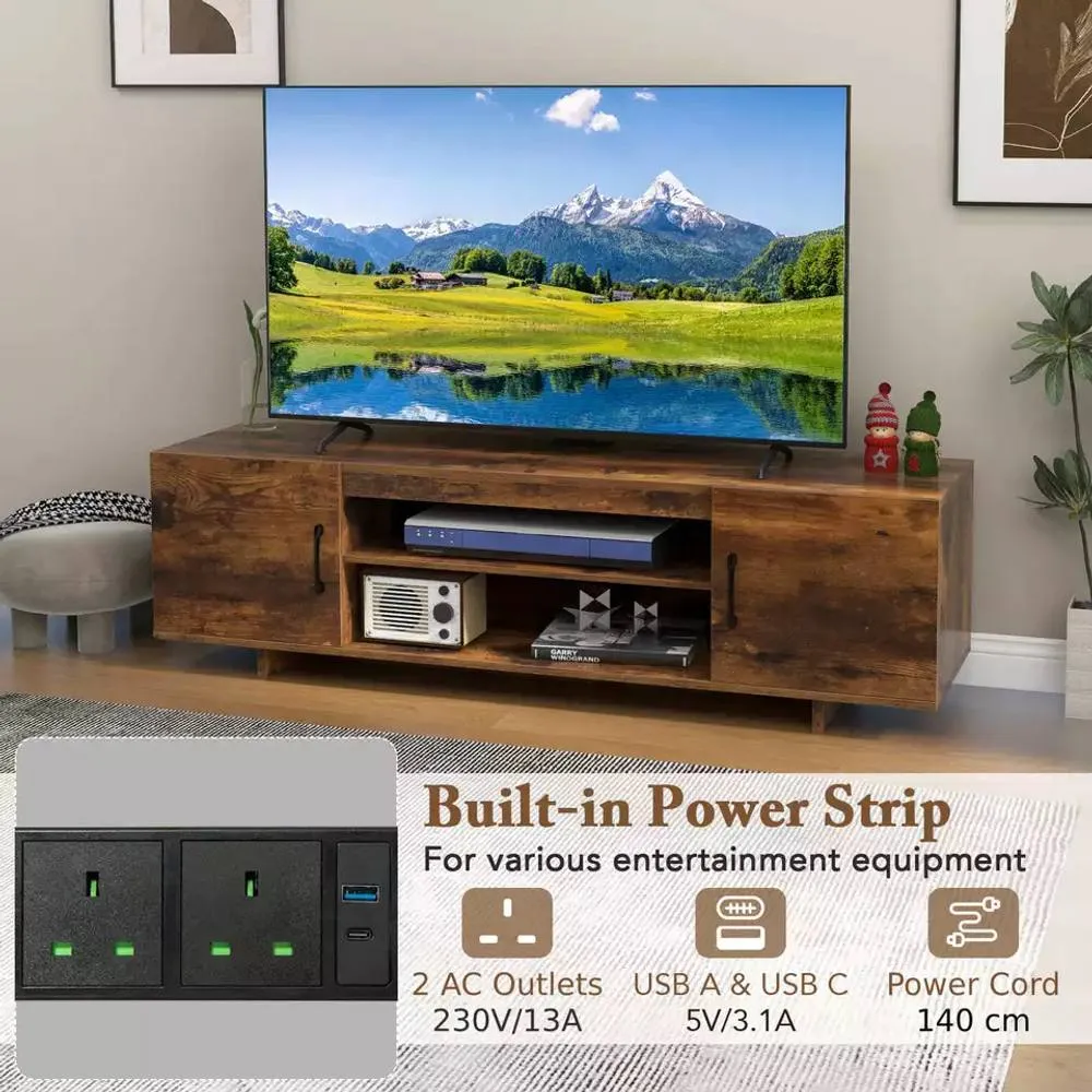 Costway 152 cm Entertain Center TV Stand for TVs up to 70 Inches in Brown 3