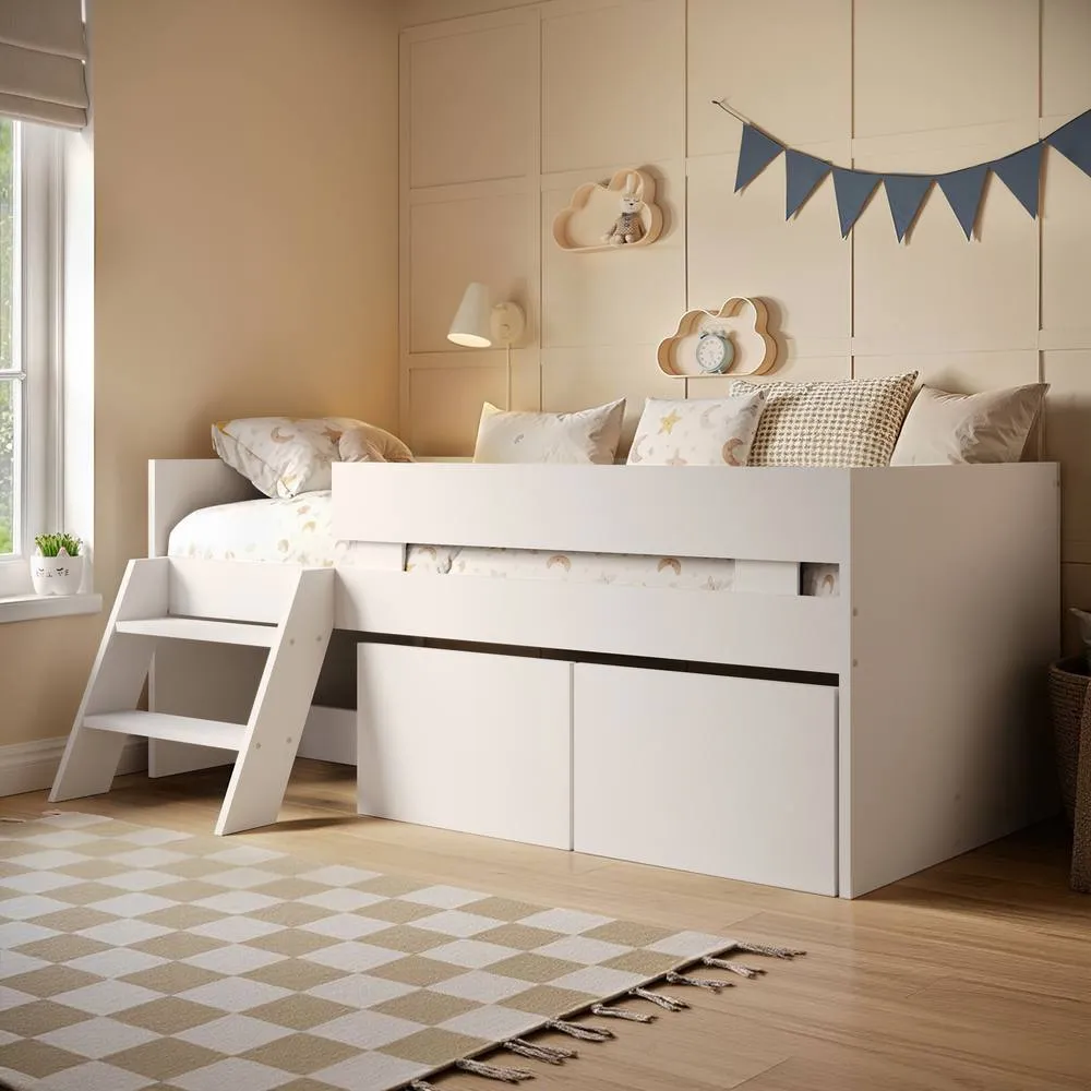Flair Logan Single Storage Low Sleeper Bed in White 1