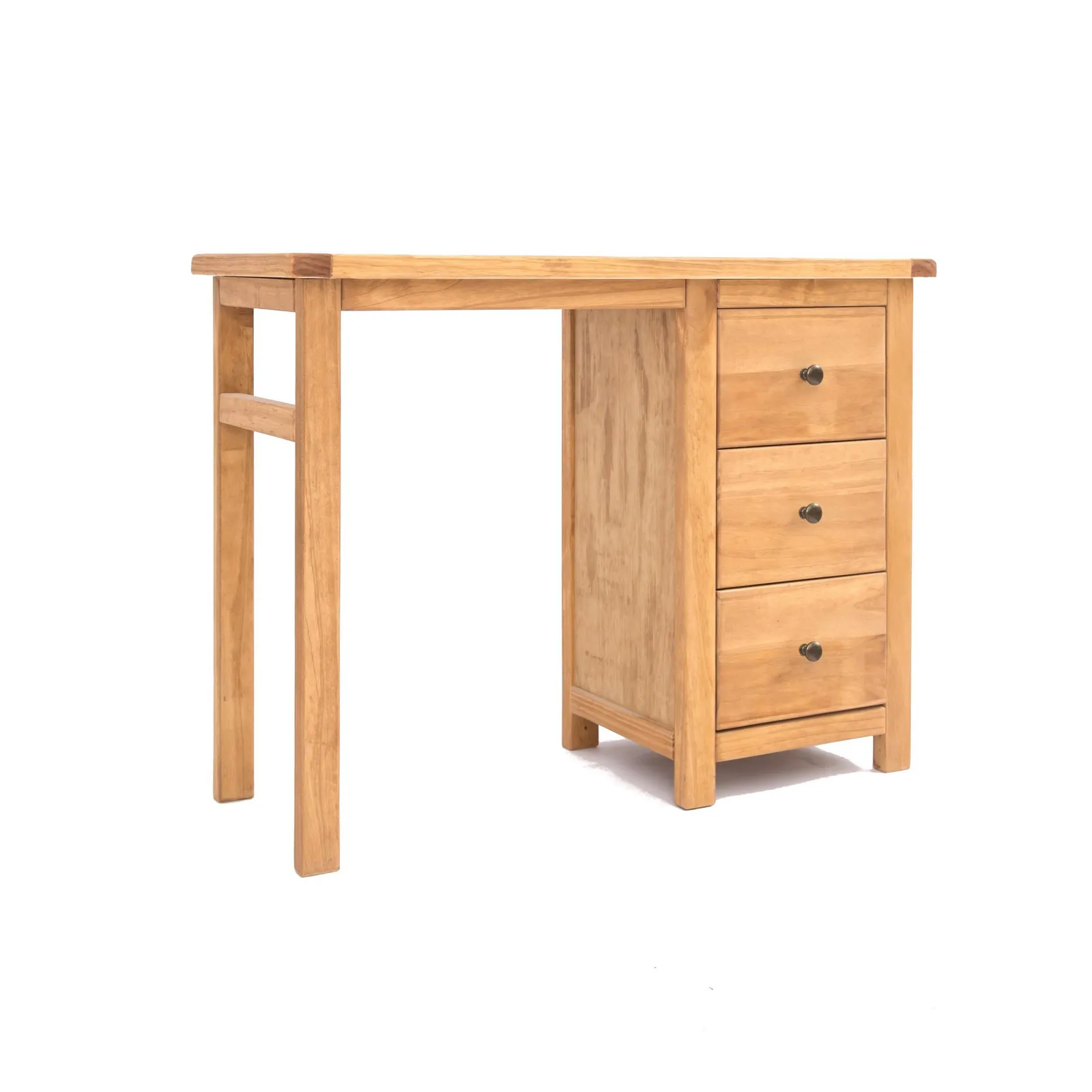 Cabinet Bits Lugo 3 Drawer Desk - Dressing Table Brass Knob in Light Brown 2