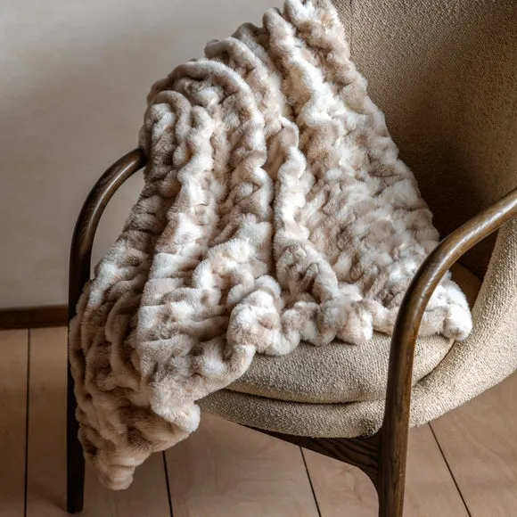Luxurious Mottled Faux Fur Throw Blanket