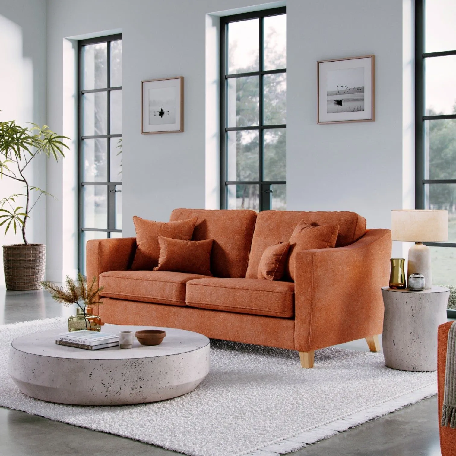 The Great Sofa Company Jackson 3 Seater Chenille Sofa in Terracotta 1