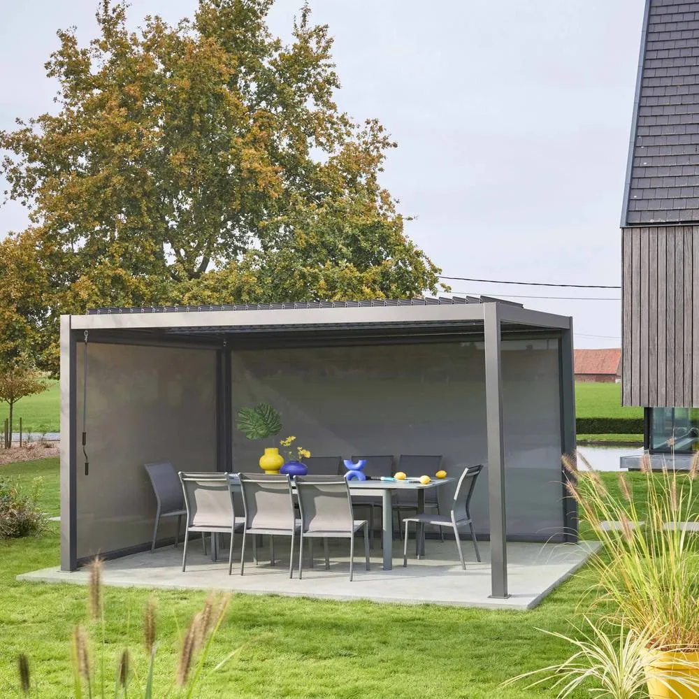 sweeek Louvered pergola 4 x 3m with a 3m blind & a 4m blind in Dark Grey 4