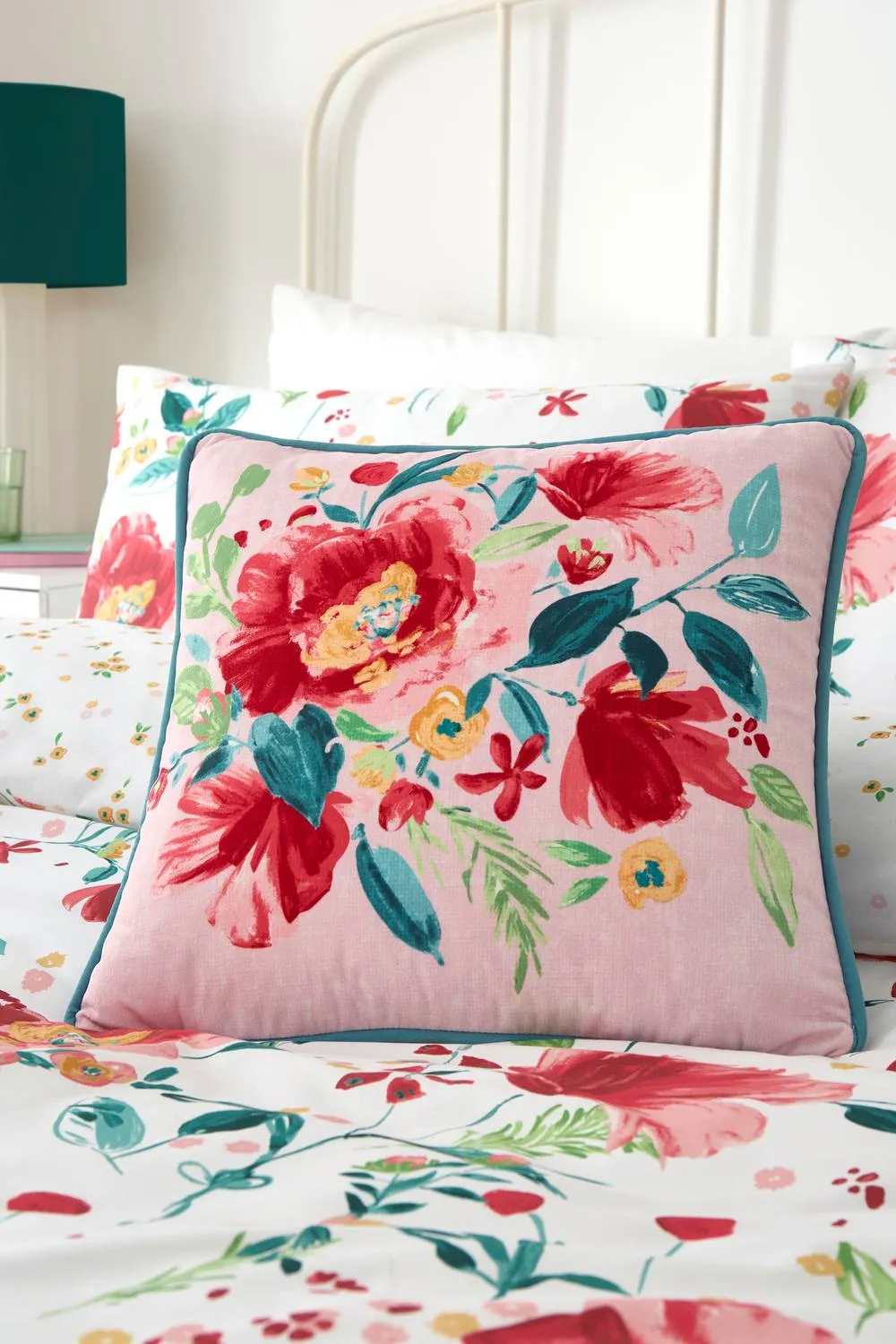 Dreams & Drapes 'Abstract Poppy' Velvet Filled Cushion