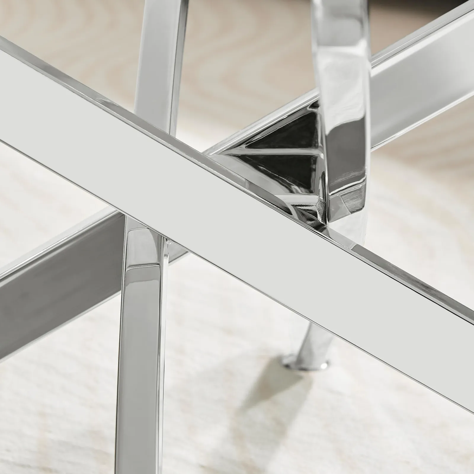 FurnitureboxUK Leonardo Rectangular Marble Effect Glass Top Coffee Table With Silver Metal Starburst Legs in White 4
