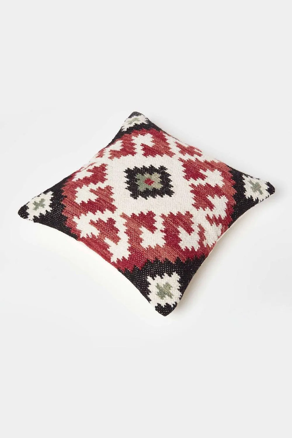 Homescapes Tawa Handwoven Traditional Red & Black Kilim Cushion 5