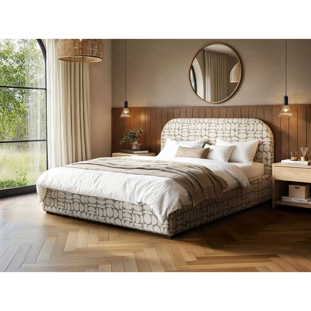 Flair Alba Jacquard Pattern Ottoman Bed Beige Chenille
