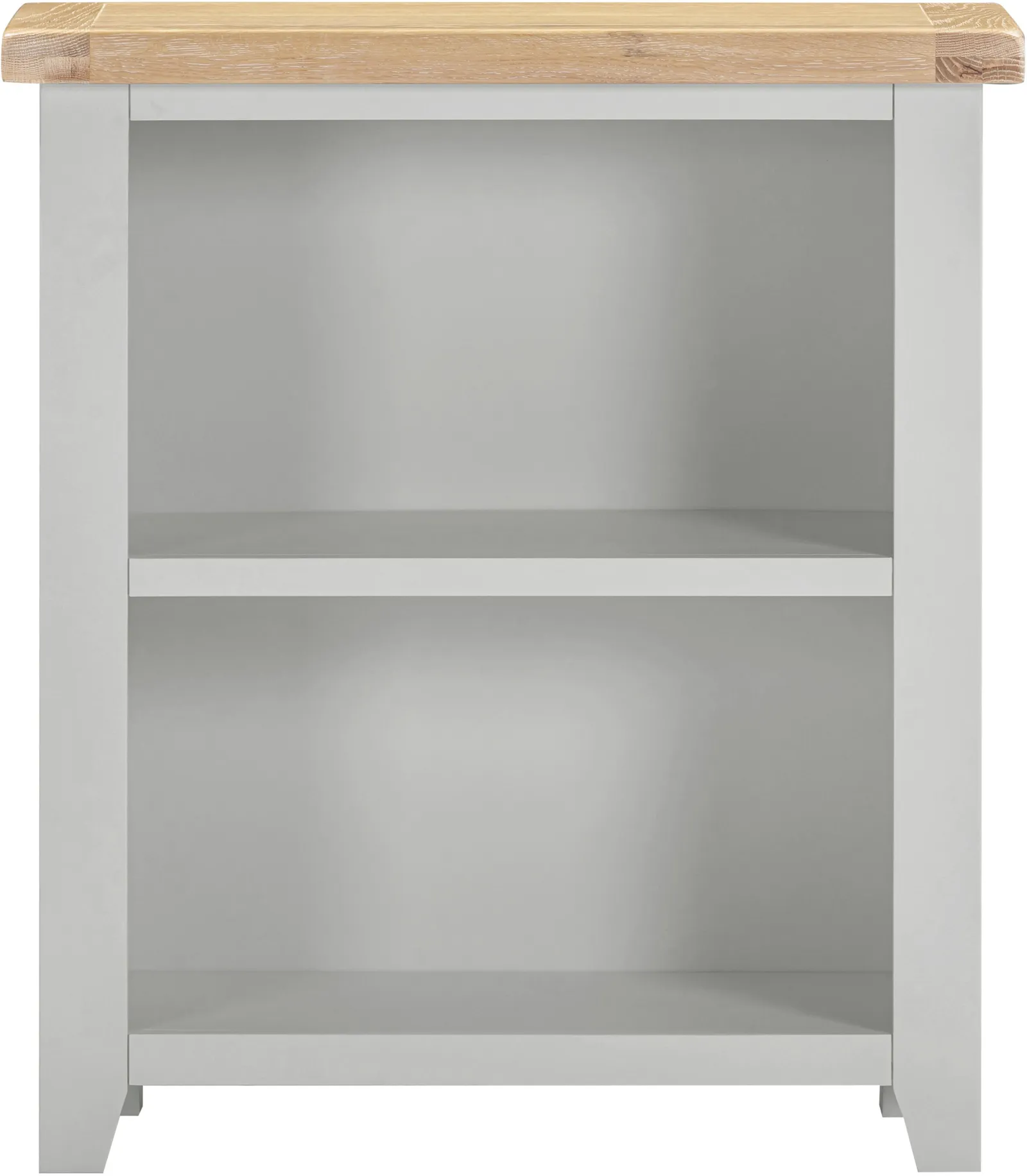 Seconique Windsor Natural Oak Low Bookcase (Fully Assembled) in Light Grey 3