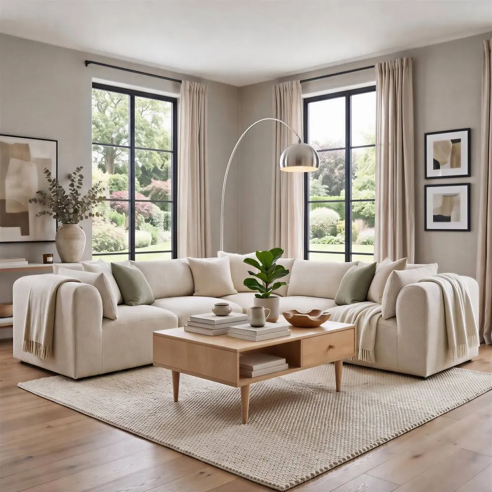 FurnitureboxUK Drift Boucle Fabric 4 Seater Modular Corner Sofa in Cream 6