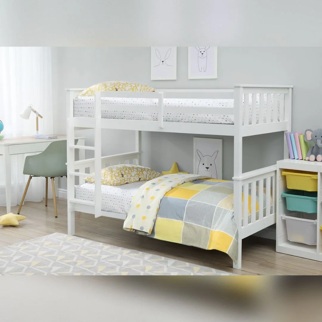 Comfy Living Ltd Premium 3ft Wooden Bunkbed In Various Colours in White 1