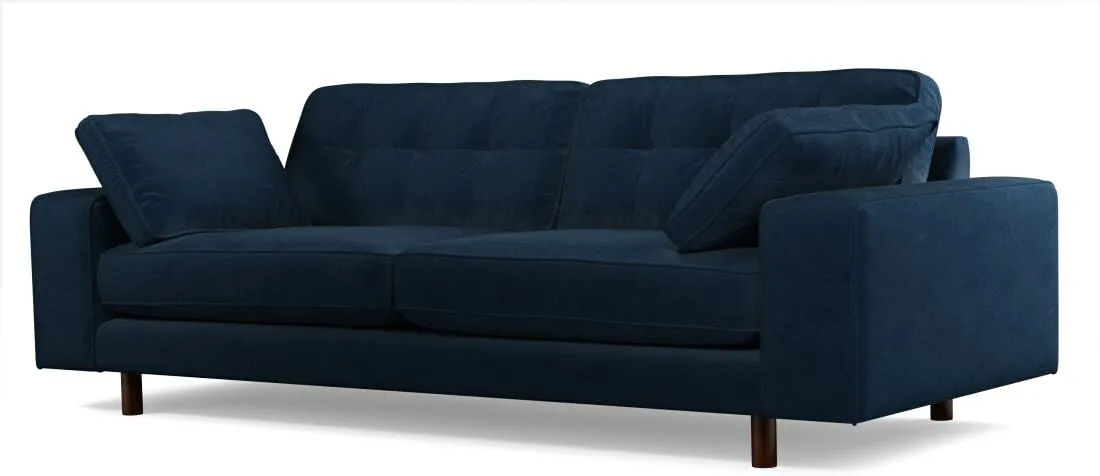 Content by Terence Conran Tobias, 3 Seater Sofa, Plush Indigo Velvet, Dark Wood Leg