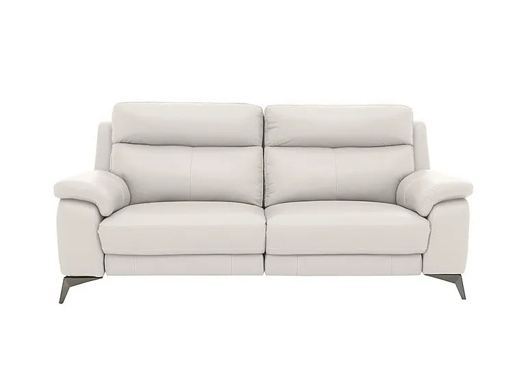 Missouri 3 Seater Leather Recliner Sofa with Power Headrest - BV Star White