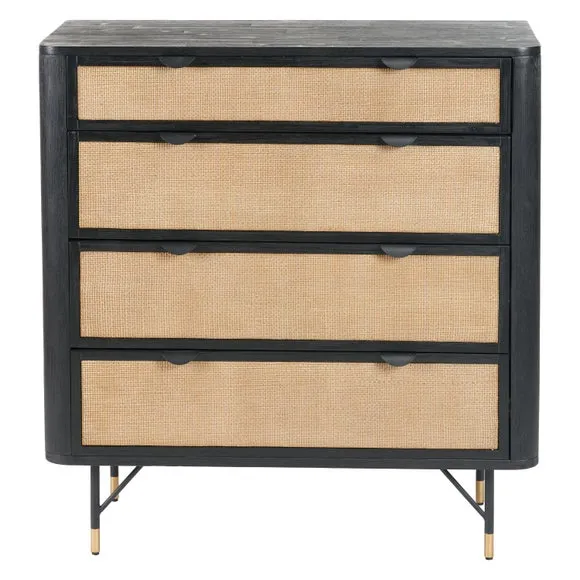 Fiji 4 Drawer Chest, Acacia Wood and Rattan 4